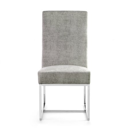 Manhattan Comfort Element Velvet Dining Chair in Steel (Set of 2) 2-DC030-ST